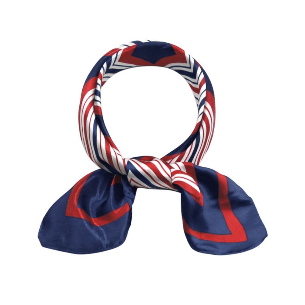 Ladies Geometric Prints Square Shaped Kerchief Neck Scarf Red Blue